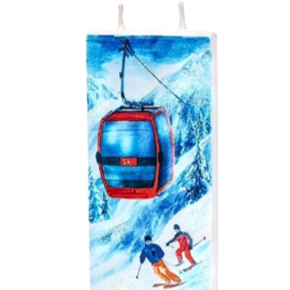 Ski Lift Skiers Twin Wick Candle